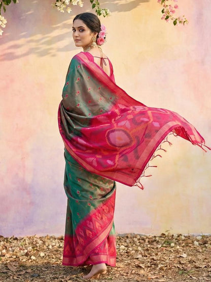 Mehnadi Color Soft Silk Woven Designer Graceful Ethnic Partywear Saree