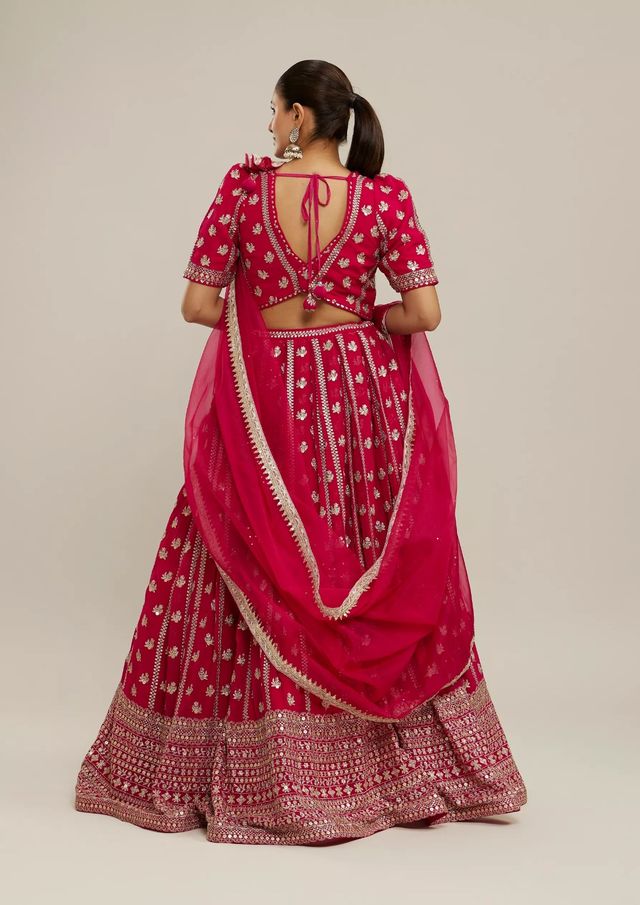 Leheriya Style Lehenga Choli with Embroidered Dupatta HKV-003650-PINK