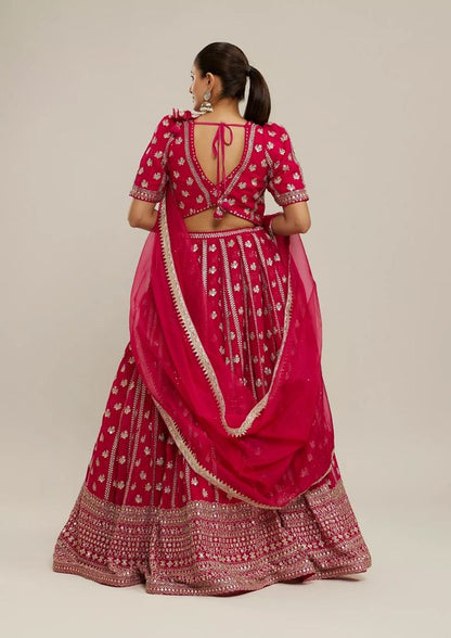 Leheriya Style Lehenga Choli with Embroidered Dupatta HKV-003650-PINK