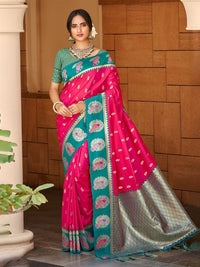 Dark Pink Color Ethnic Woven Designer Partywear Saree