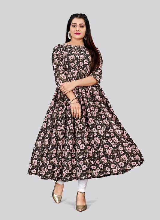 Black Color Georgette Fabric Readymade Kurti For Ethnic Festive Looks