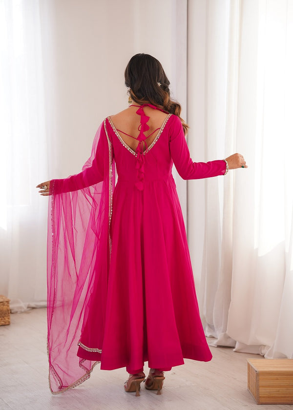 Women Ranipink Ethnic Anarkali Kurta Set for Festive & Wedding Wear