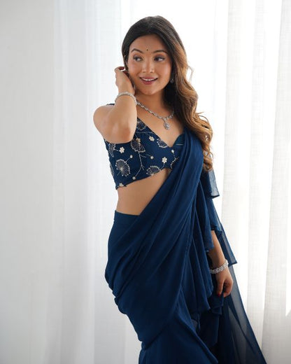 Ready to Wear Saree - Shop the wide range of pre-stitching saree designs online for girls at Indya. Get maximum comfort and ease in pre-stitching saree.
