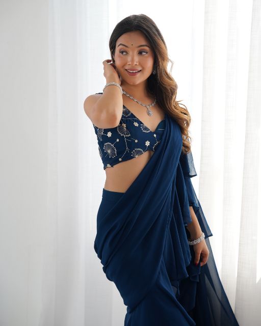 Ready to Wear Saree - Shop the wide range of pre-stitching saree designs online for girls at Indya. Get maximum comfort and ease in pre-stitching saree.