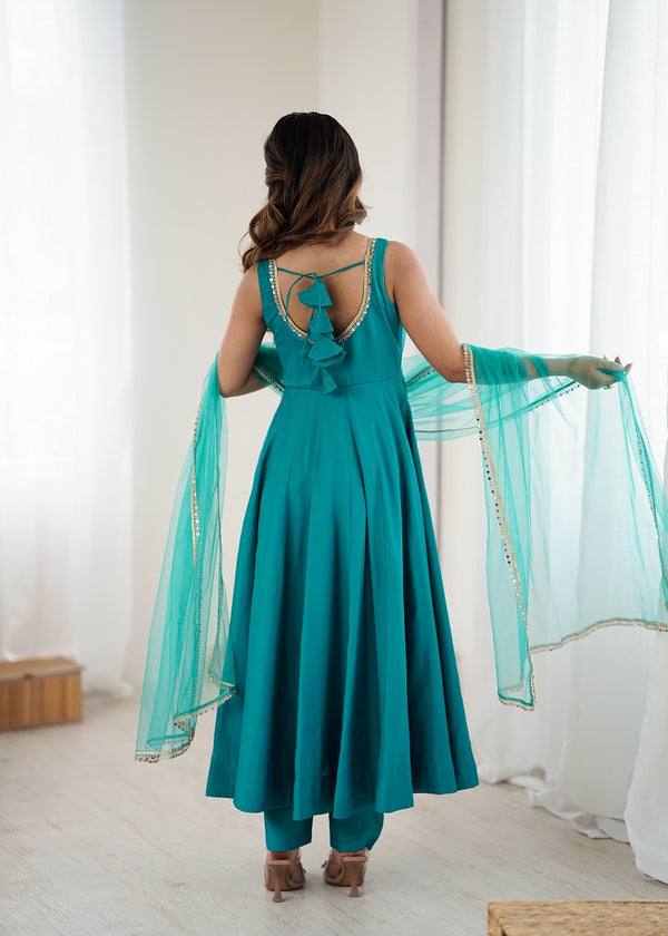 Rama Pure Romansilk Chanderi Plain Fully Flair Anarkali Suit