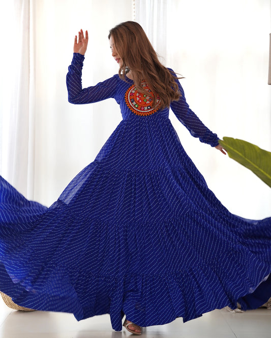 Women's Beautiful Printed Fox Georgette Fabric Flared Anarkali