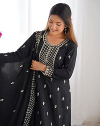  Kurta Fabric Pure Chinon Silk Fabric With Beautiful Embroidery Sequence And Jari Work On Yoke,Sleeves,