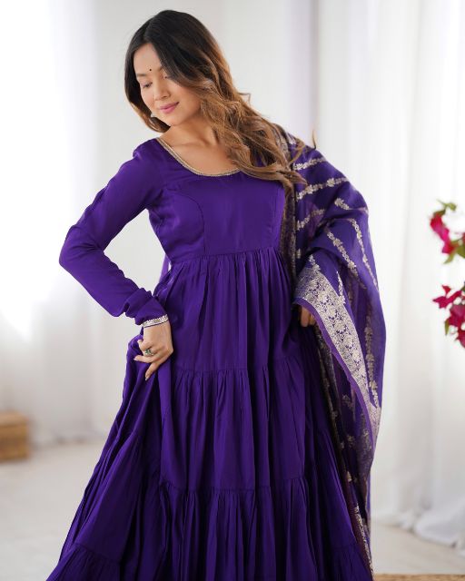 Purple Anarkali Dress Elegant Ethnic Gown for Women