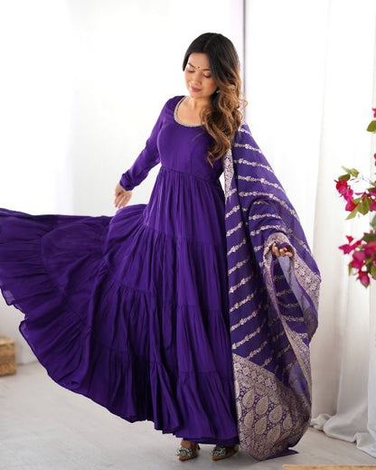Purple Anarkali Dress Elegant Ethnic Gown for Women