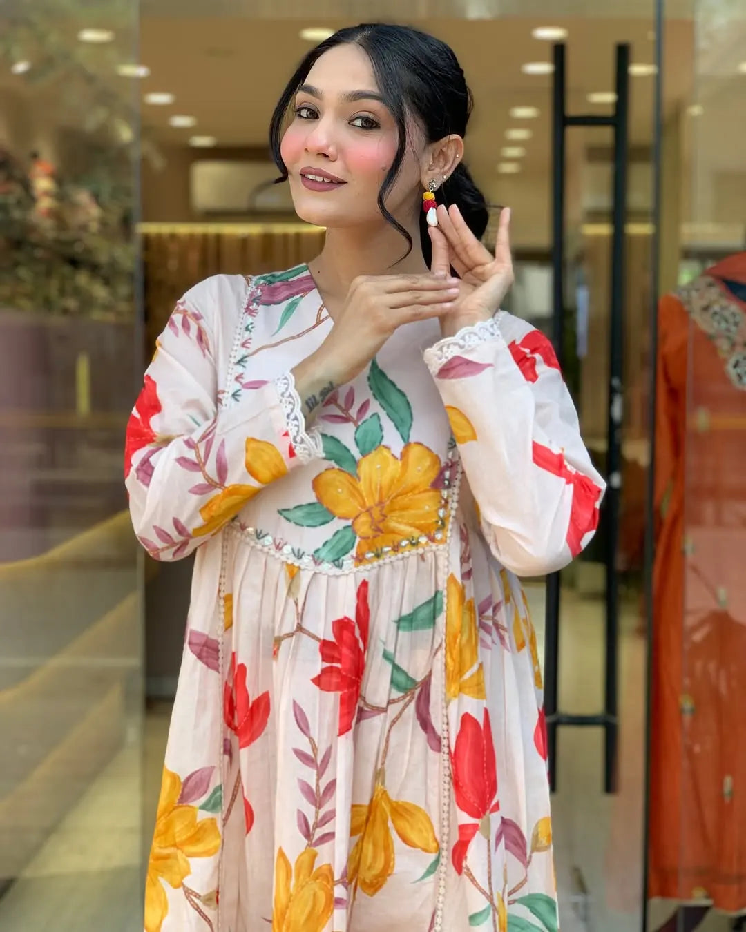 Women's Gorgeous Cotton Fabric Printed Work Straight Kurta Pant and Dupatta Set