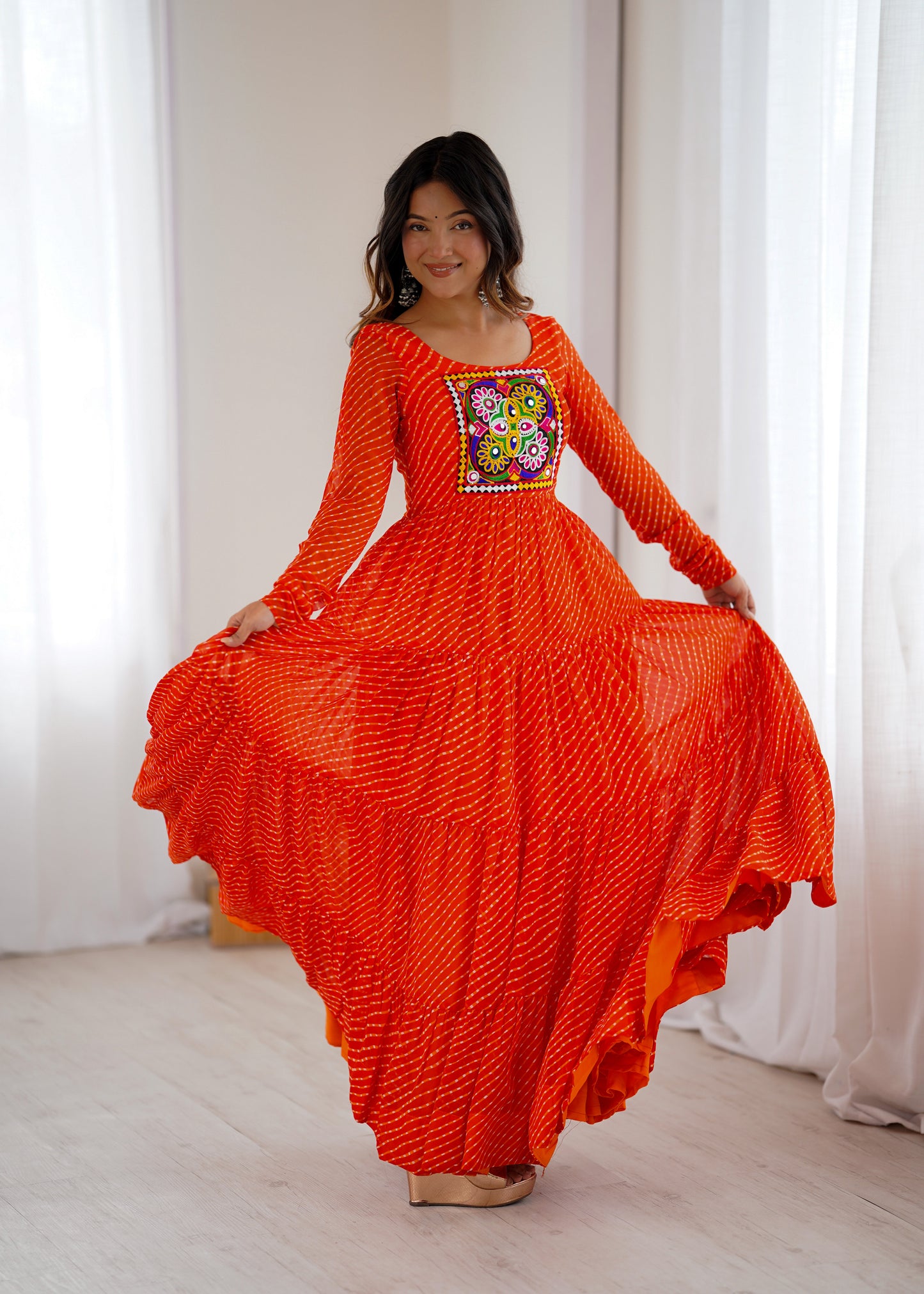 Women's Beautiful Printed Fox Georgette Fabric Flared Anarkali