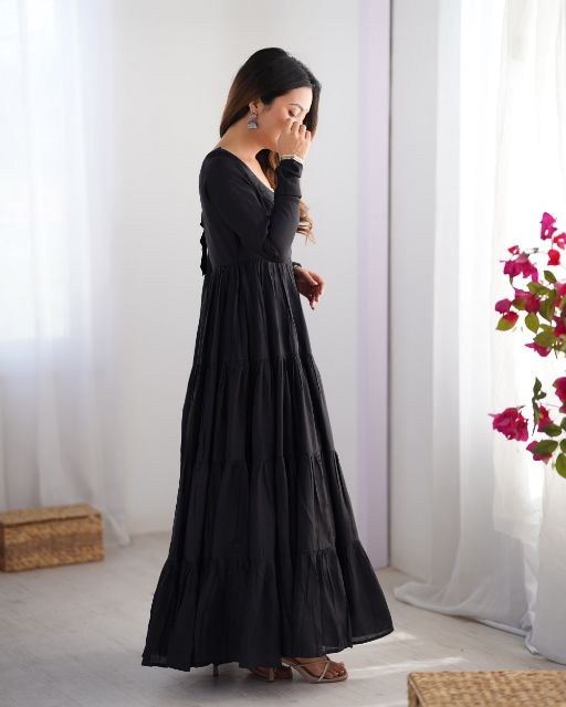 Black Anarkali Dress Ethnic Wear for Women Traditional Indian Dress Black Long Gown with Dupatta