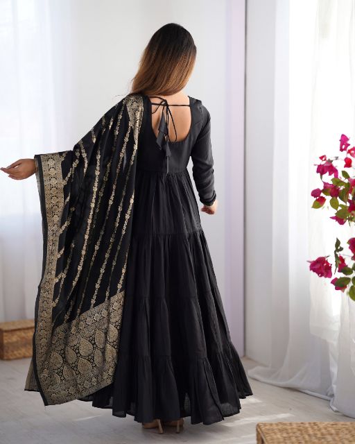 Black Anarkali Dress Ethnic Wear for Women Traditional Indian Dress Black Long Gown with Dupatta