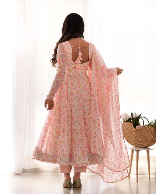 lndian suit set printed long kurta with dupatta comfortable daily ethnic outfit festive daywear for women