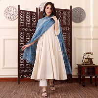 Off White Color Chanderi Fabric Beautiful Partywear Dress For Girls