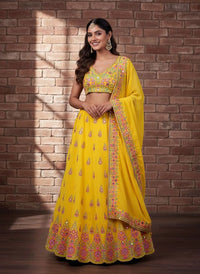 Party Wear Lehenga Choli with Embroidery HKV-003210 YELLOW