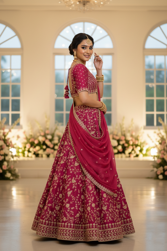 Embroidered Lehenga Set with Dupatta HKV-0060 PINK