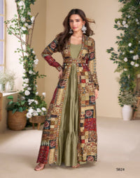 Heavy Georgette  Long Top With Silk Shrug Free Size