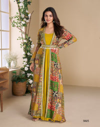 Heavy Georgette  Long Top With Silk Shrug Free Size