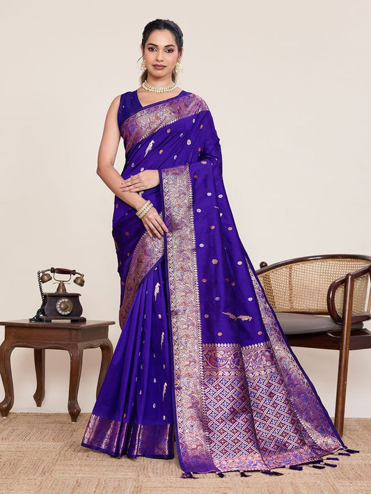 Purple Color Designer Woven Work Graceful Partywear Saree