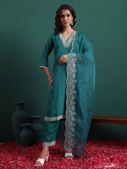 Pine Green Color Beautiful Ethnic Suit For Classy Trendy Girl