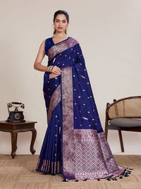 Blue Color Designer Woven Work Graceful Partywear Saree