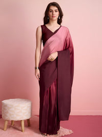 Coffee Color Ready To Wear Chinon Fabric Saree For Stylish Looks
