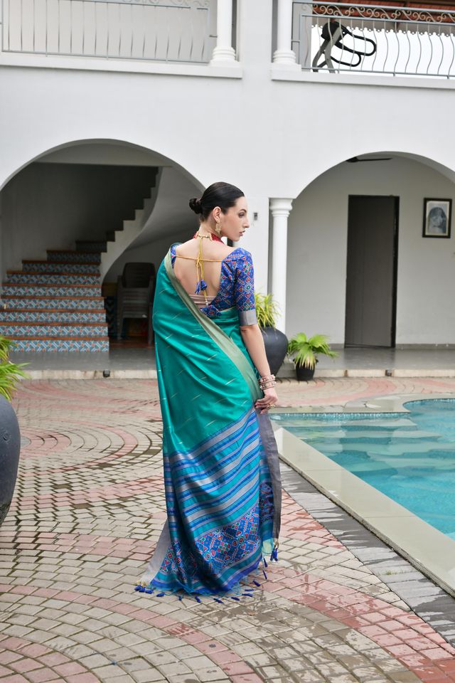 Blue Color Khadi Raw Silk Fabric Woven Meena Rich Pallu Border Designer Beautiful Saree