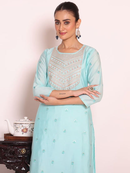 Sea Green Color Beautful Poly Silk Fabric Stylish Partywear Attire For Girls