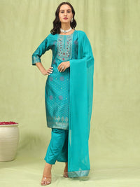 Rama Color Silk Blend Fabric Designer Embroidered Suit