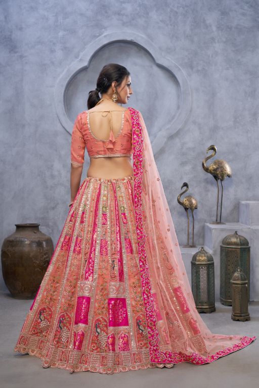 The bagh collection: Plush pink Lenega embodded by Thread and Sequin Embellished Lehengas