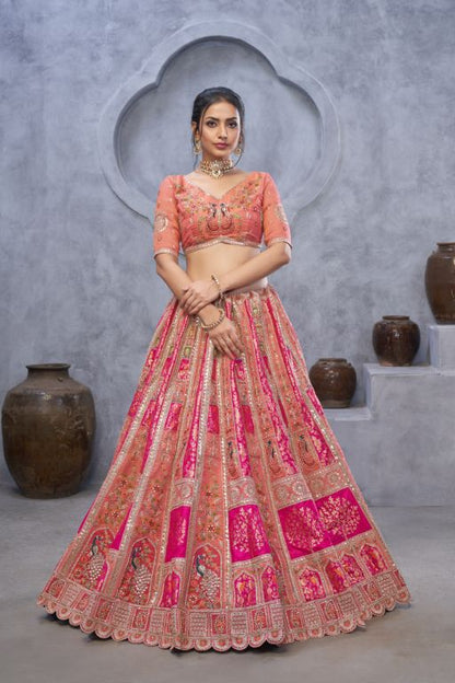 The bagh collection: Plush pink Lenega embodded by Thread and Sequin Embellished Lehengas