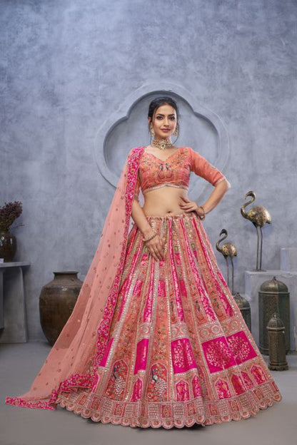 The bagh collection: Plush pink Lenega embodded by Thread and Sequin Embellished Lehengas