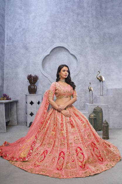 Vibrant Multicolor Zari Work Lehenga – Perfect Bridal & Haldi Lehenga