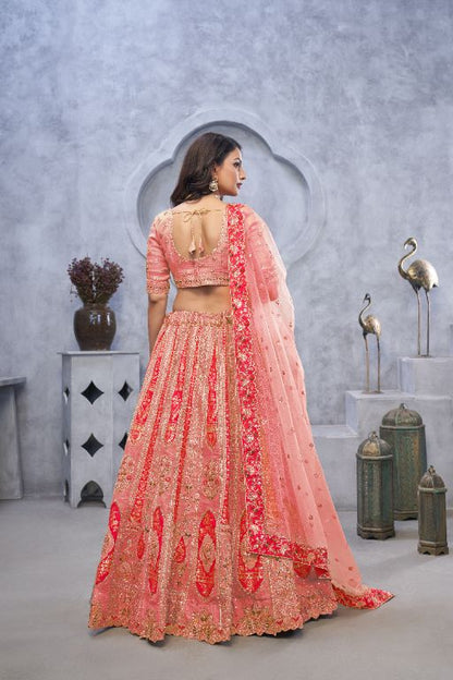 Vibrant Multicolor Zari Work Lehenga – Perfect Bridal & Haldi Lehenga