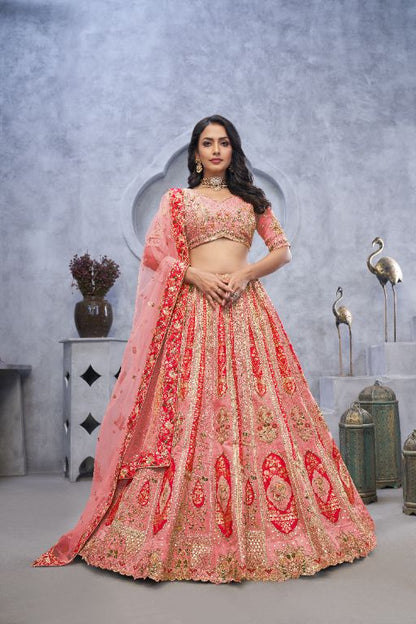 Vibrant Multicolor Zari Work Lehenga – Perfect Bridal & Haldi Lehenga