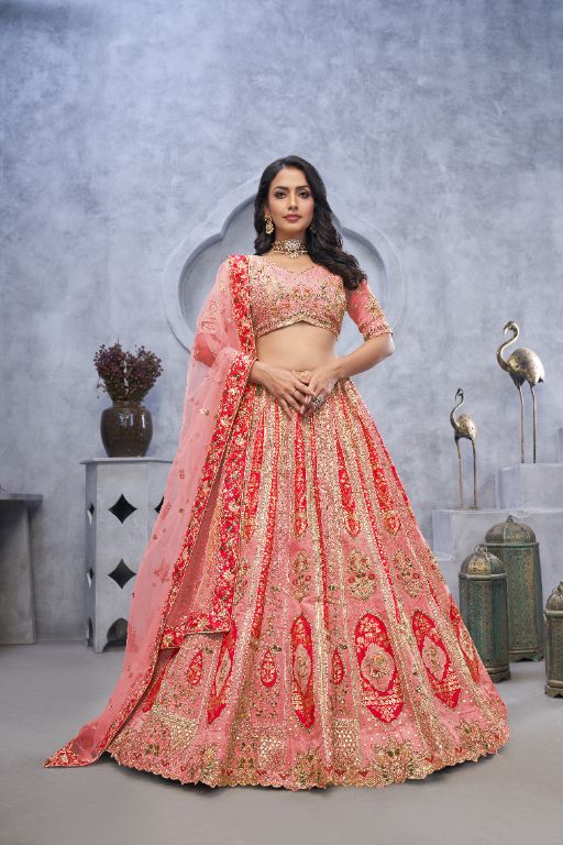 Vibrant Multicolor Zari Work Lehenga – Perfect Bridal & Haldi Lehenga