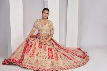 Elegenat Peacock and Paisely motifs rose Pink Silk color traditional lehenga choli