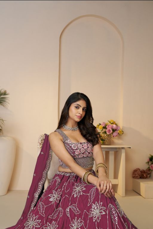 "Floral Fantasy in Vibrant mahroon – A Stunning Pick for Every Bridesmaid"