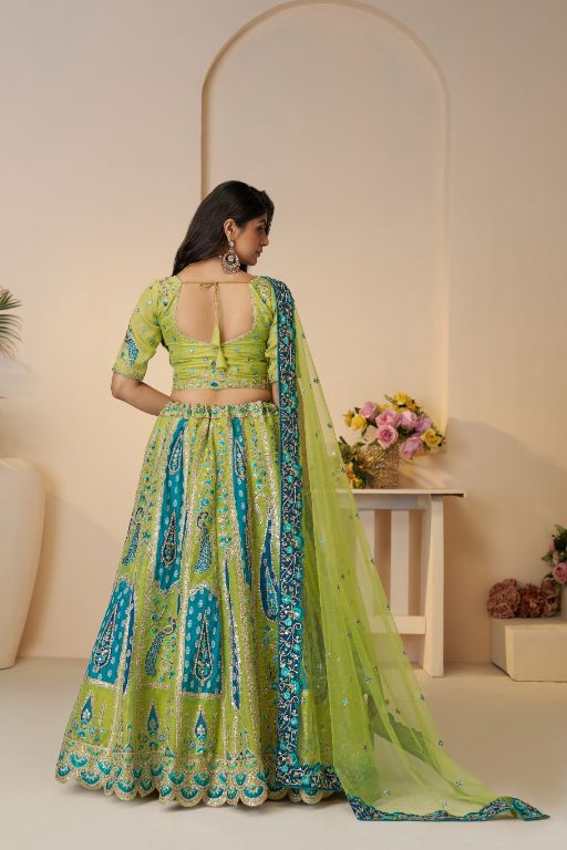 Royal Grandeur bridal Purple Soft Net Lehenga with Paisley and Peacock Motifs & Heavy Embroidery