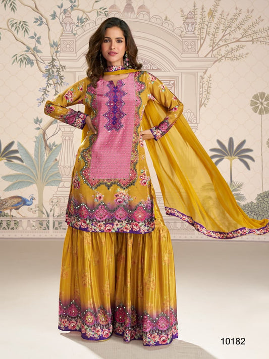Heavy Crepe Digital Print Full Stitched Palazzo Suits