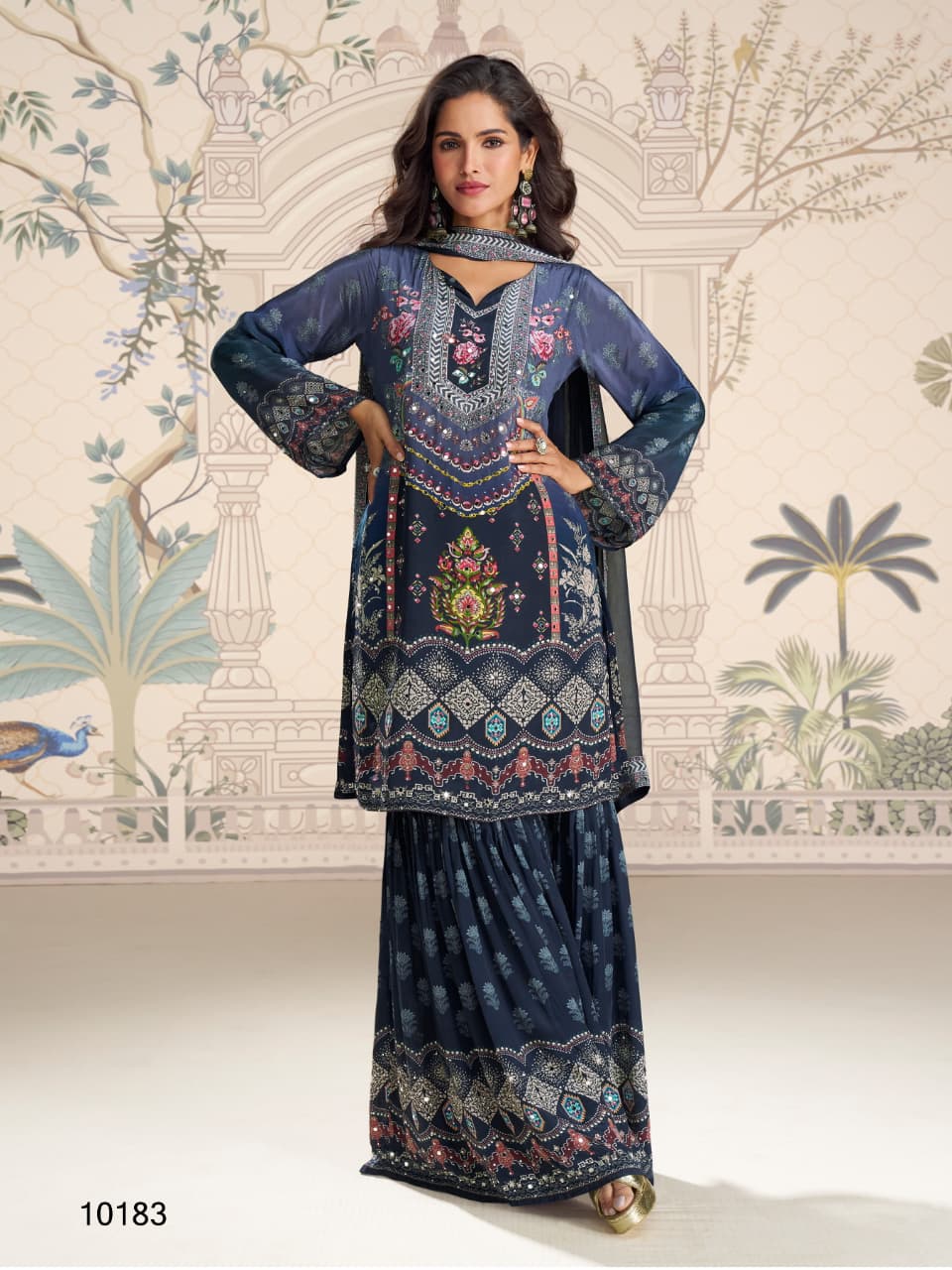 Heavy Crepe Digital Print Full Stitched Palazzo Suits