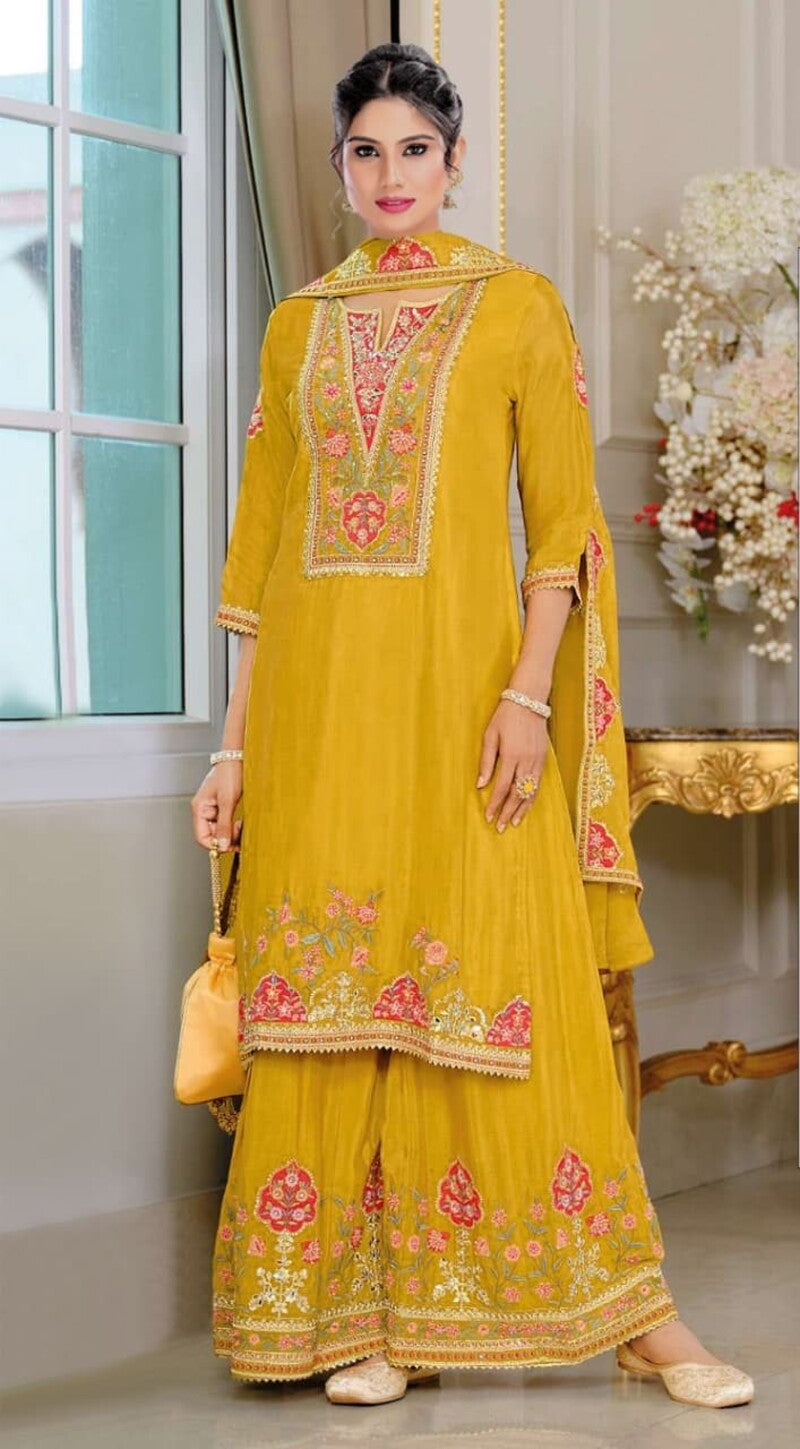 Chinon silk Semi stitched Wedding Suits Kiyara