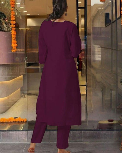 Burgundy Color Designer Embroidered Ethnic Partywear Suit