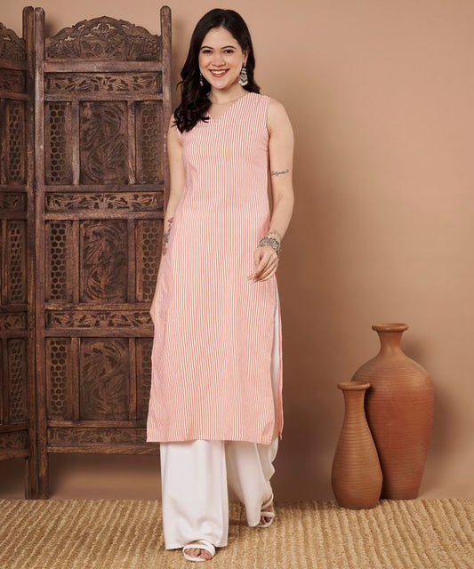 Pink Color Cotton Fabric Designer Printed Stylish Formal Kurta
