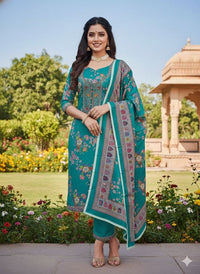 Blue Color Beautiful Chinon Fabric Ethnic Salwar Kameez