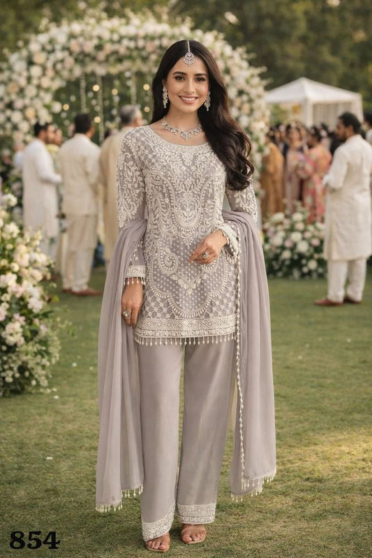 Light Purple Georgette Semi Stitched Suits