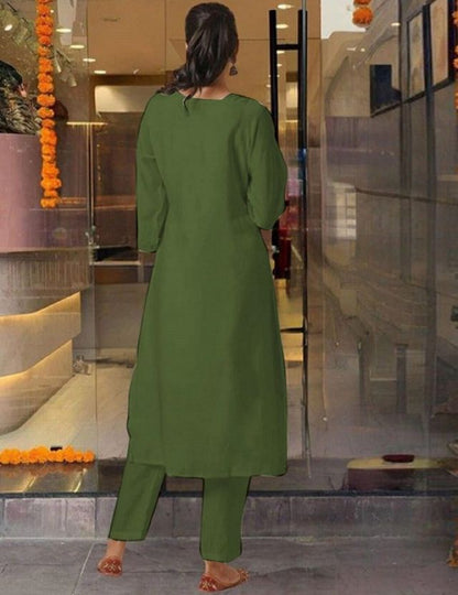 Mahendi Color Designer Embroidered Ethnic Partywear Suit