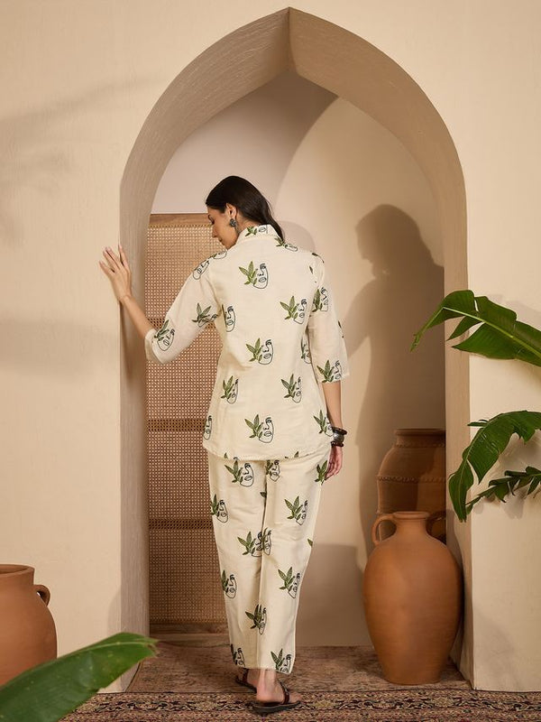 Beige Color Khadi Silk Fabric Designer Embroidered Co-ord Set 4148