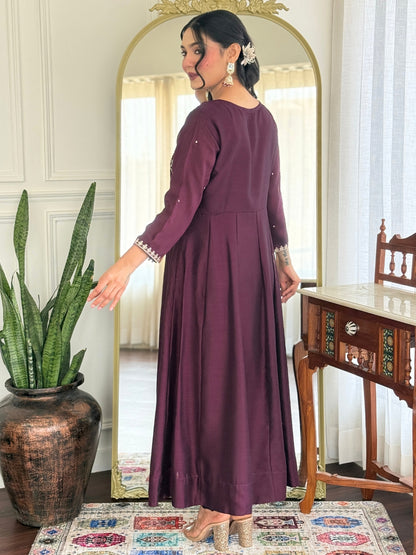 Women Beautiful Vichitra Silk Fabric Flared Kurta, Pant and Dupatta Set